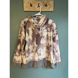 Como Vintage Purple Tie Dye Pullover Cowl Neck Soft Sweater